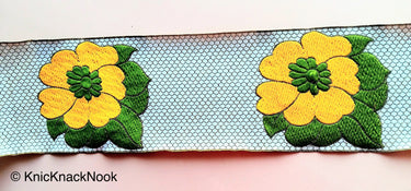 Jacquard Weave Yellow Floral Trim, Approx. 10cm Wide, Wholesale Trim By 9 Yards Border Craft Ribbon